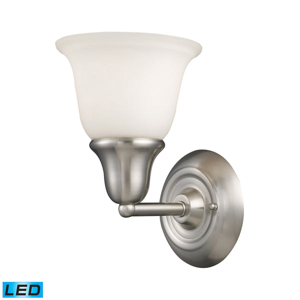 Berwick 1-Light Vanity In Brushed Nickel - LED Offering Up To 800 Lumens (60 Watt Equivalent) With Full Range Dimming. Includes An Easily Replaceable LED Bulb (120V).