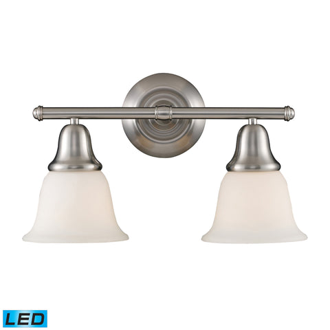 Berwick 2-Light Vanity In Brushed Nickel - LED, 800 Lumens (1600 Lumens Total) With Full Scale Dimming Range, 60 Watt (120 Watt Total)Equivalent , 120V Replaceable LED Bulb Included