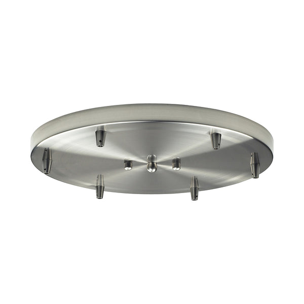 6 Light Round Pan In Satin Nickel