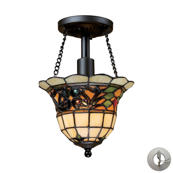 Tiffany Buckingham 1-Light Semi-Flush In Vintage Antique Includes An Adapter Kit To Allow For Easy Conversion Of A Recessed Light To A Semi Flush