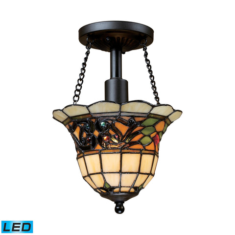 Tiffany Buckingham 1-Light Semi-Flush In Vintage Antique - LED Offering Up To 800 Lumens (60 Watt Equivalent) With Full Range Dimming. Includes An Easily Replaceable LED Bulb (120V).