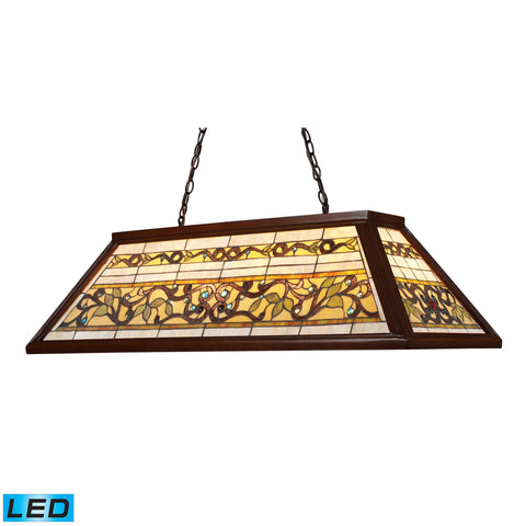 Tiffany Game Room-Lighting 4-Light Billiard/Island Light In Dark Mahogany Wood - LED, 800 Lumens (3200 Lumens Total) With Full Scale Dimming Range, 60 Watt (240 Watt Total)Equivalent , 120V Replaceable LED Bulb Included