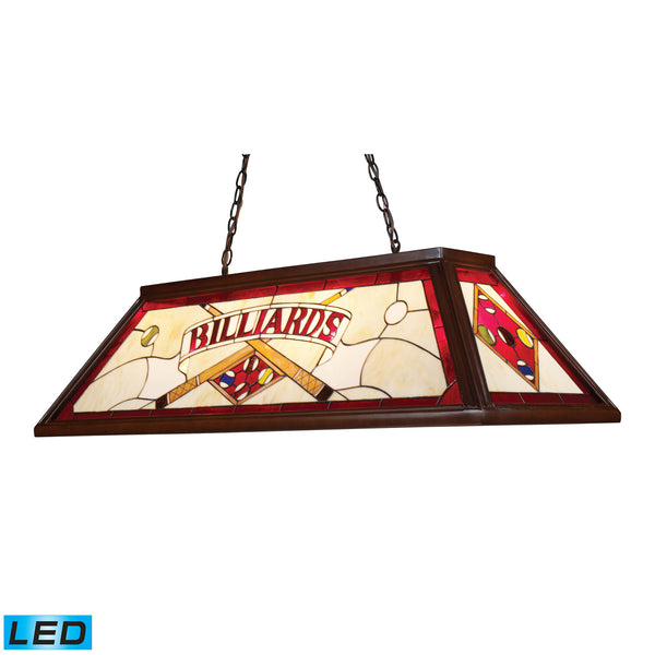 Tiffany Game Room-Lighting 4-Light Billiard/Island Light In Dark Mahogany Wood - LED, 800 Lumens (3200 Lumens Total) With Full Scale Dimming Range, 60 Watt (240 Watt Total)Equivalent , 120V Replaceable LED Bulb Included