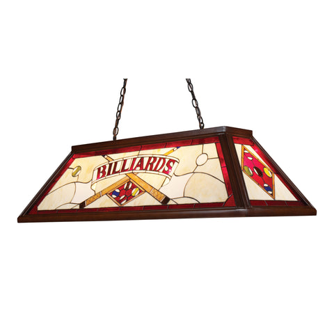 Tiffany Game Room-Lighting 4-Light Billiard/Island Light In Dark Mahogany Wood