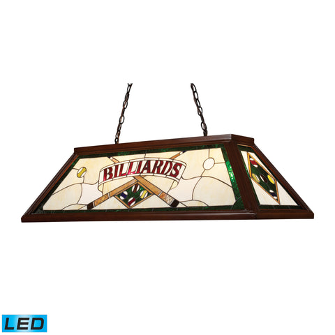 Tiffany Game Room-Lighting 4-Light Billiard/Island Light In Dark Mahogany Wood - LED, 800 Lumens (3200 Lumens Total) With Full Scale Dimming Range, 60 Watt (240 Watt Total)Equivalent , 120V Replaceable LED Bulb Included