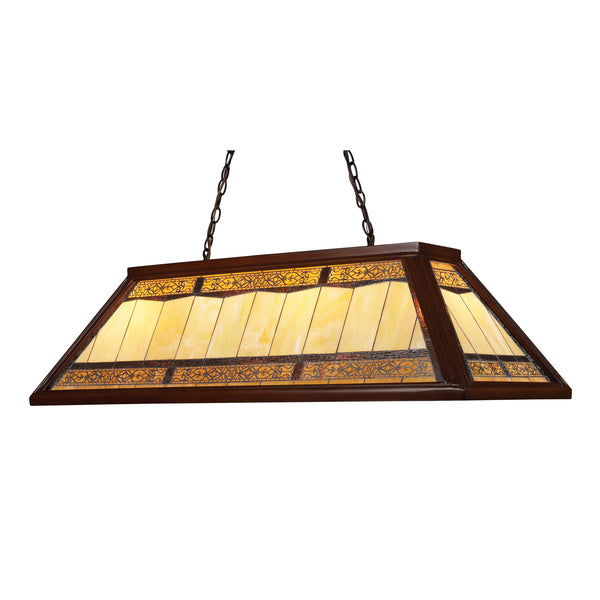 Tiffany Game Room Lighting 4-Light Billiard/Island Light In Dark Mahogany Wood