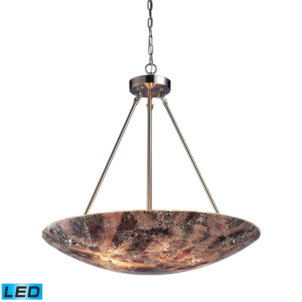 Avalon 5-Light Pendant In Satin Nickel - LED, 800 Lumens (4000 Lumens Total) With Full Scale Dimming Range, 60 Watt (300 Watt Total)Equivalent , 120V Replaceable LED Bulb Included