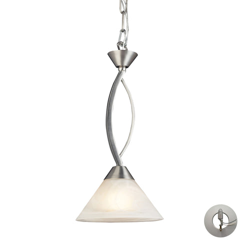 1 Light Pendant In Satin Nickel And Marblized White Glass Includes An Adapter Kit To Allow For Easy Conversion Of A Recessed Light To A Pendant