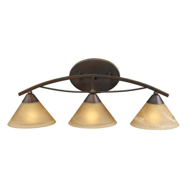 3 Light Vanity In Aged Bronze And Tea Swirl Glass