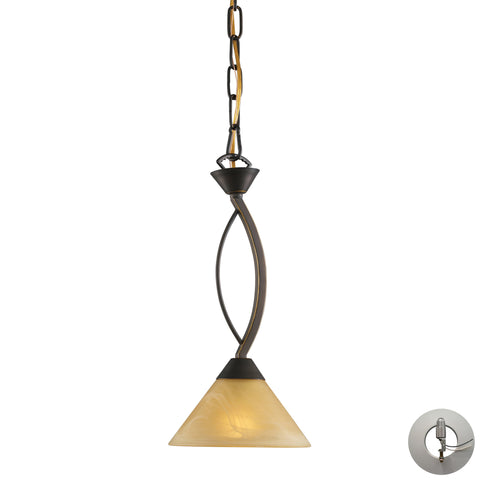 1 Light Pendant In Aged Bronze And Tea Swirl Glass Includes An Adapter Kit To Allow For Easy Conversion Of A Recessed Light To A Pendant
