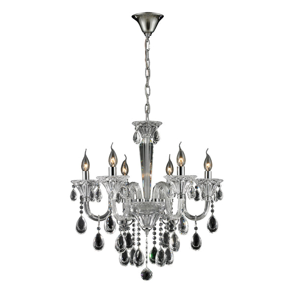 6 Light Crystal Chandelier In Clear & Chrome Finish