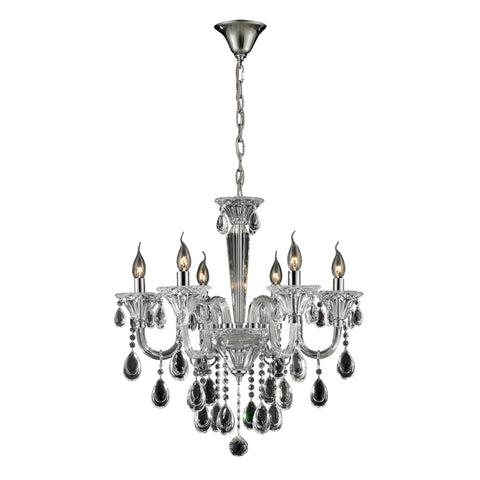 6 Light Crystal Chandelier In Clear & Chrome Finish