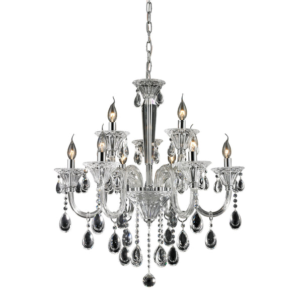 6+3 Light Crystal Chandelier In Clear & Chrome Finish