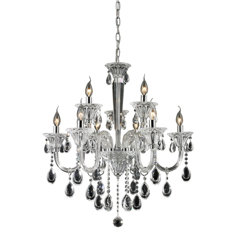 6+3 Light Crystal Chandelier In Clear & Chrome Finish