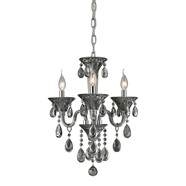3 Light Crystal Chandelier In Smoke Plated & Chrome Finish