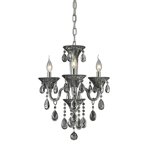 3 Light Crystal Chandelier In Smoke Plated & Chrome Finish