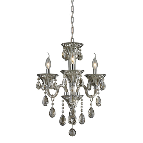 3 Light Crystal Chandelier In Teak Plated & Chrome Finish