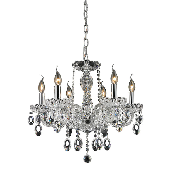 6 Light Crystal Chandelier In Clear & Chrome Finish
