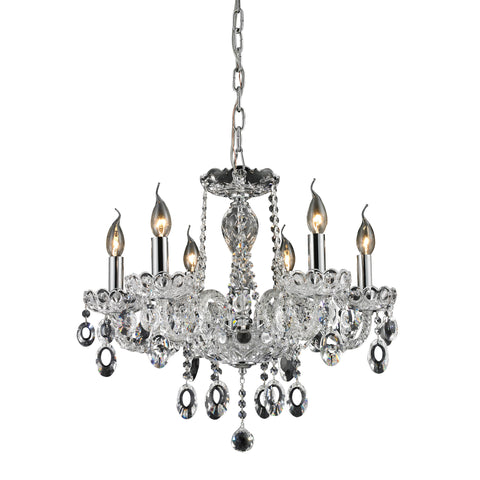 6 Light Crystal Chandelier In Clear & Chrome Finish