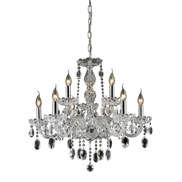 6+3 Light Crystal Chandelier In Clear & Chrome Finish