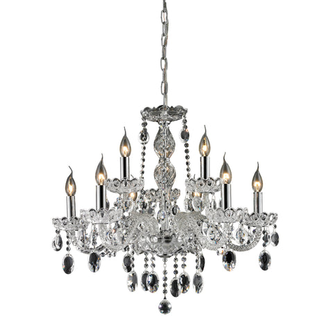6+3 Light Crystal Chandelier In Clear & Chrome Finish