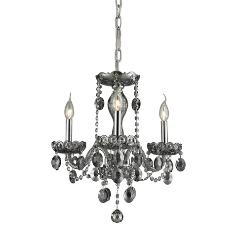 3 Light Crystal Chandelier In Smoke Plated & Chrome Finish