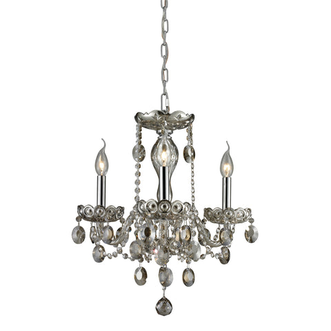 3 Light Crystal Chandelier In Teak Plated & Chrome Finish
