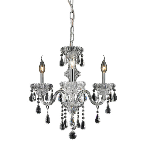 3 Light Crystal Chandelier In Clear & Chrome Finish
