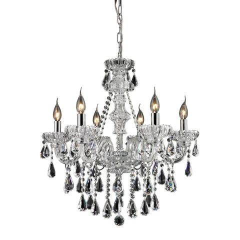 6 Light Crystal Chandelier In Clear & Chrome Finish