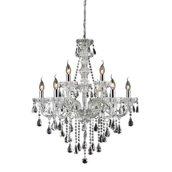 6+3 Light Crystal Chandelier In Clear & Chrome Finish
