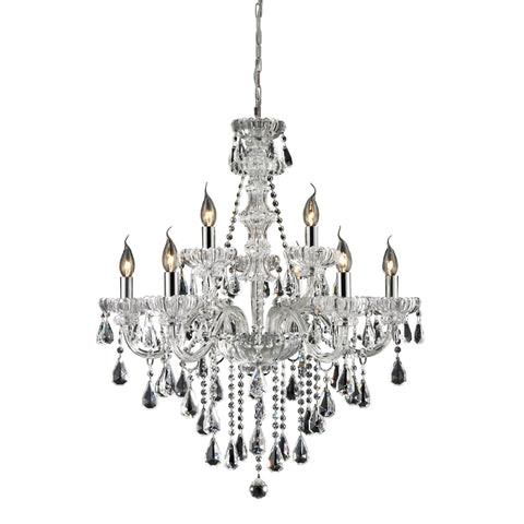 6+3 Light Crystal Chandelier In Clear & Chrome Finish
