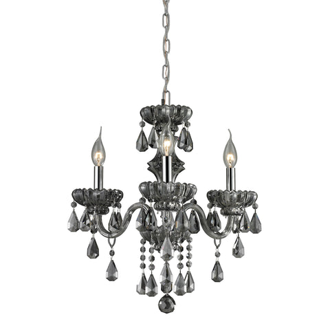 3 Light Crystal Chandelier In Smoke Plated & Chrome Finish