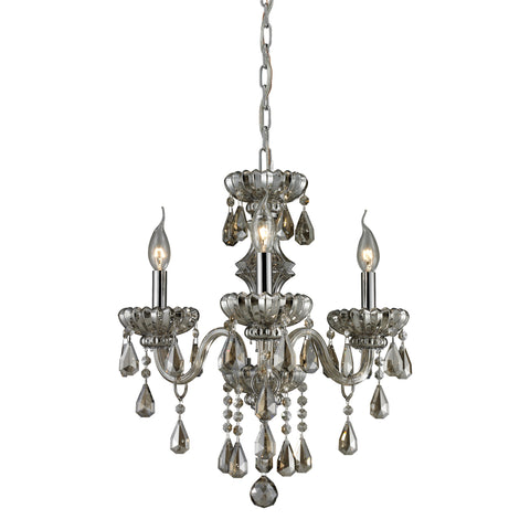 3 Light Crystal Chandelier In Teak Plated & Chrome Finish