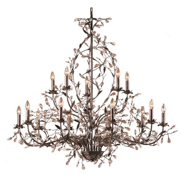 15 Light Chandelier In Deep Rust And Crystal Droplets