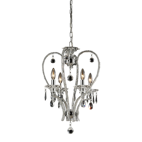 4  Light Crystal Pendant Lamp In Clear & Chrome Finish