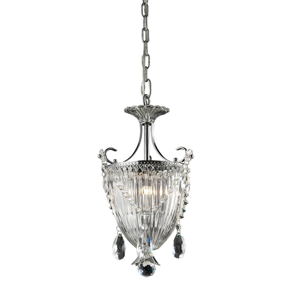 3  Light Crystal Pendant Lamp In Clear & Chrome Finish