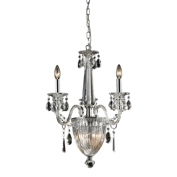 6   Light Crystal Pendant Lamp In Clear & Chrome Finish