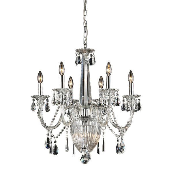 9   Light Crystal Pendant Lamp In Clear & Chrome Finish