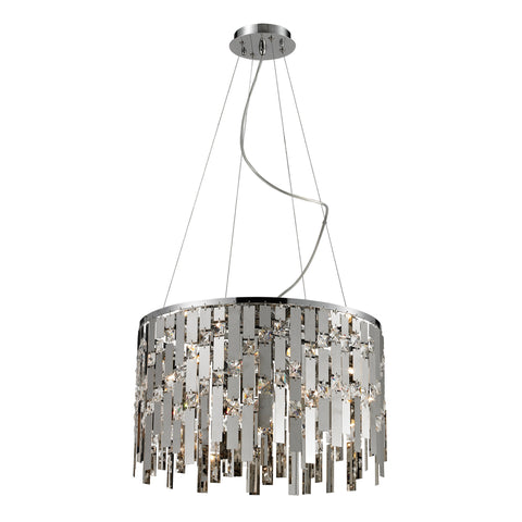 9  Light Crystal Pendant Lamp In Clear & Chrome Finish
