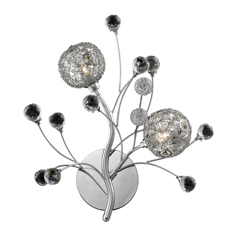 2  Light Crystal Pendant Lamp In Clear & Chrome Finish