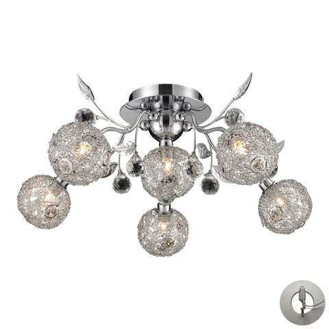 6  Light Crystal Pendant Lamp In Clear & Chrome Finish Includes An Adapter Kit To Allow For Easy Conversion Of A Recessed Light To A Flushmount
