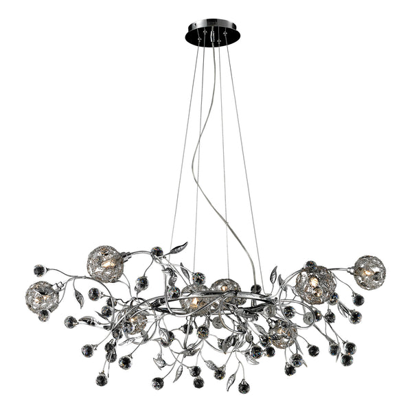 8  Light Crystal Pendant Lamp In Clear & Chrome Finish