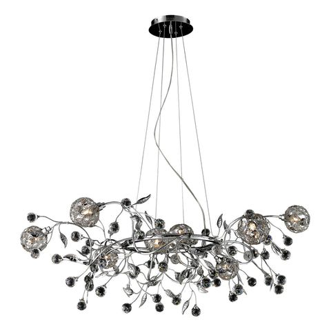 8  Light Crystal Pendant Lamp In Clear & Chrome Finish
