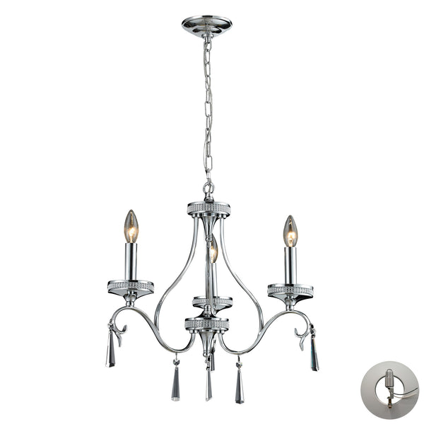 3  Light Crystal Pendant Lamp In Clear & Chrome Finish Includes An Adapter Kit To Allow For Easy Conversion Of A Recessed Light To A Chandelier