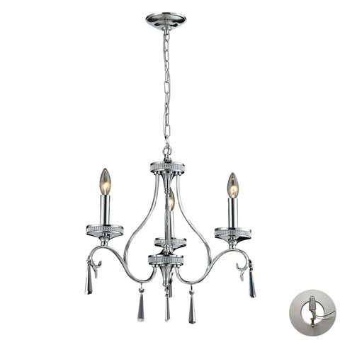 3  Light Crystal Pendant Lamp In Clear & Chrome Finish Includes An Adapter Kit To Allow For Easy Conversion Of A Recessed Light To A Chandelier