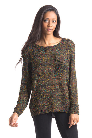 Baggy Loose Knit Flecked Jumper-Beige-One Size - UK (10-16)