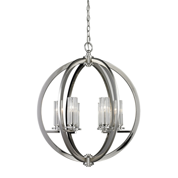 6Light Crystal Pendant In Nickel Finish