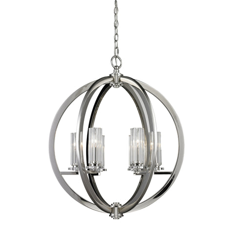 6Light Crystal Pendant In Nickel Finish