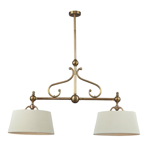 2Light Pendant With Brass And Steel And Shade