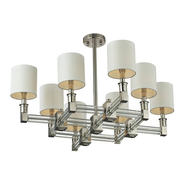 6Light Steel And Crystal Pendant In Nickel Finish With Shade